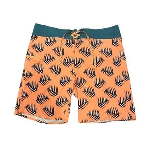 Patagonia Men's Board Shorts Swim Trunks Orange Palm Leaf Print Size 34